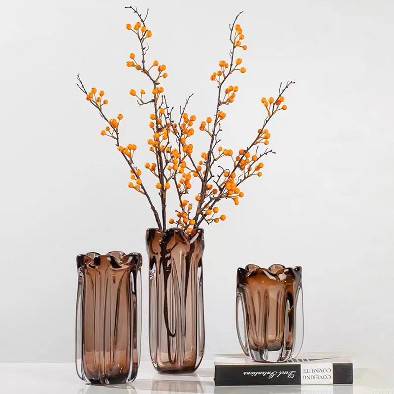 现代轻奢花瓣琥珀色花瓶摆件北欧高档简约客厅餐桌软装装饰花器,电子元器件市场,电线扎带/束线带,淘宝优惠券,粉丝福利购,淘宝优惠卷