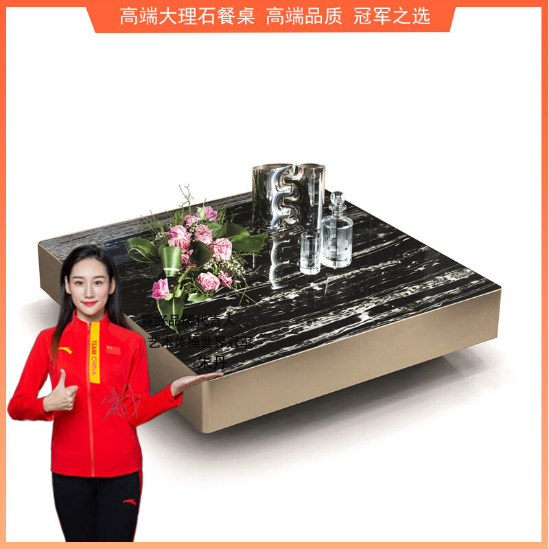 轻奢天然大理石方形茶几现代简约客厅小户型创意设计师样板间茶几