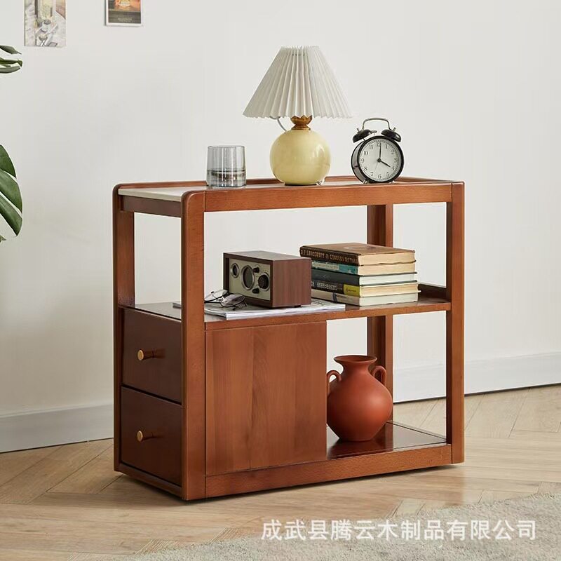 现代简约家用窄边茶几实木卧室小型床头柜置物架卧室茶几沙发边几