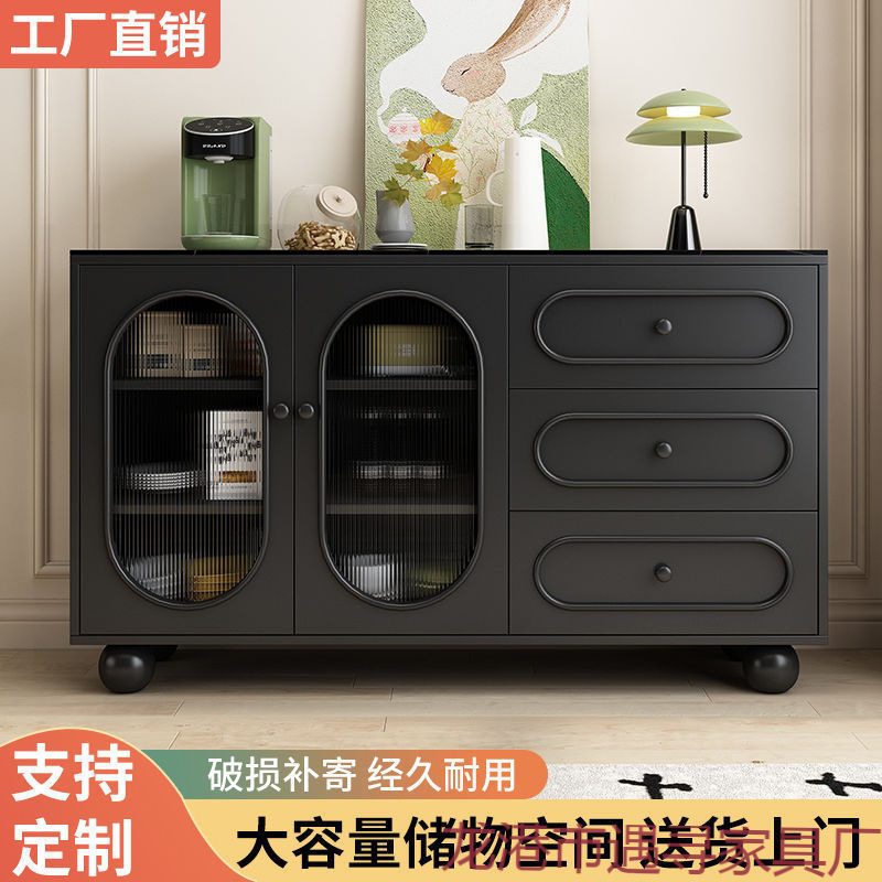实木餐边柜可橱柜靠墙柜储物柜客厅奶油风收纳柜家用茶水柜子批发