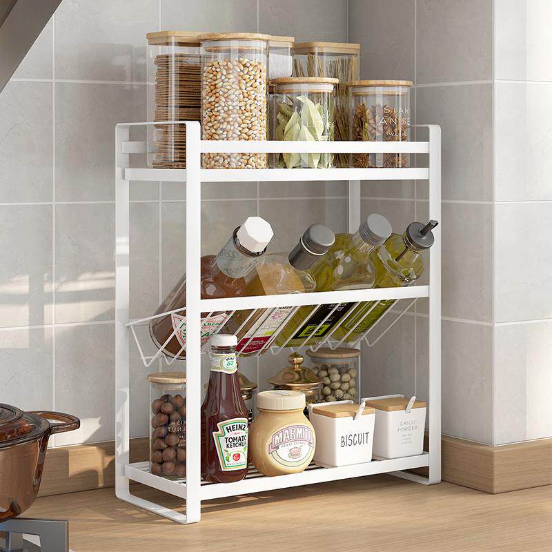 厨房调料置物架台面二层家用多功能油盐酱醋调味料品小型窄收纳架