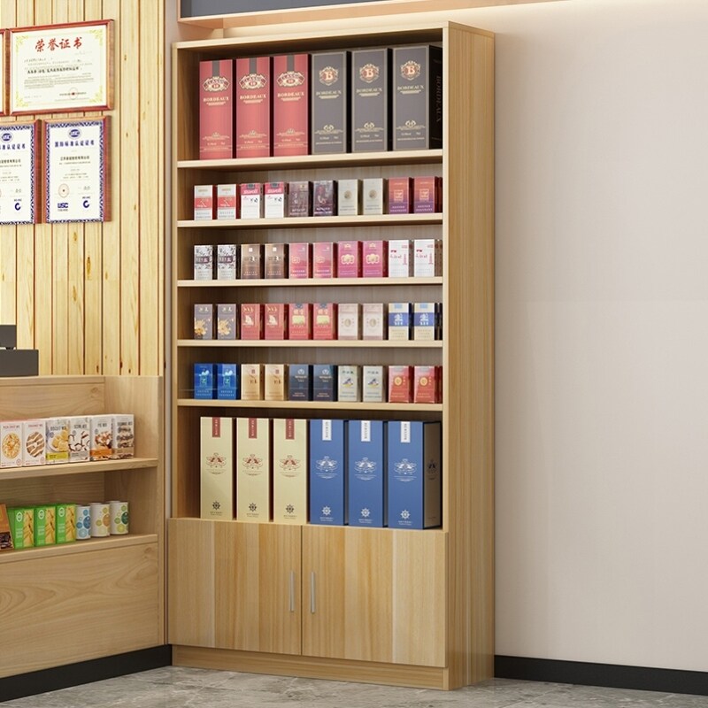 组合柜子柚木色木制烟柜立柜便利店超市烟柜背柜展示柜小卖部货架