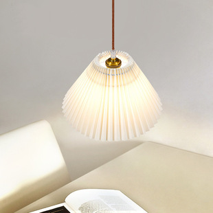 北欧ins鱼线吊灯床头吊灯卧室个性 餐厅灯设计师简约百褶灯具 日式
