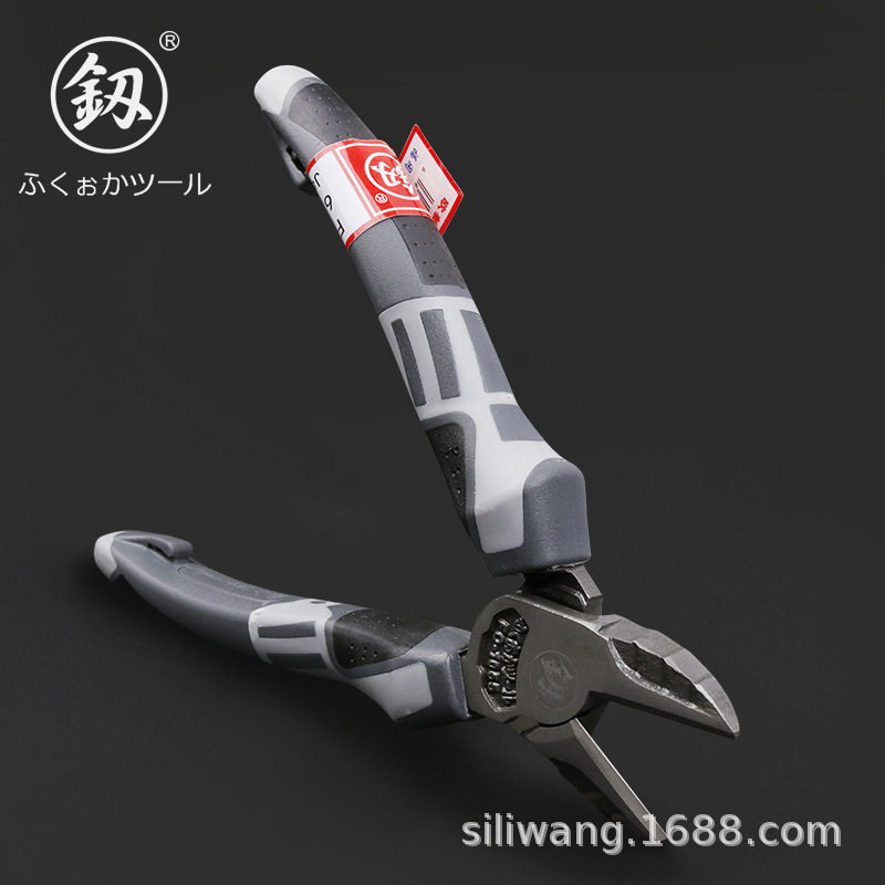 供应福冈工具工业级斜嘴钳偏口钳子偏嘴斜口钳斜咀钳6寸