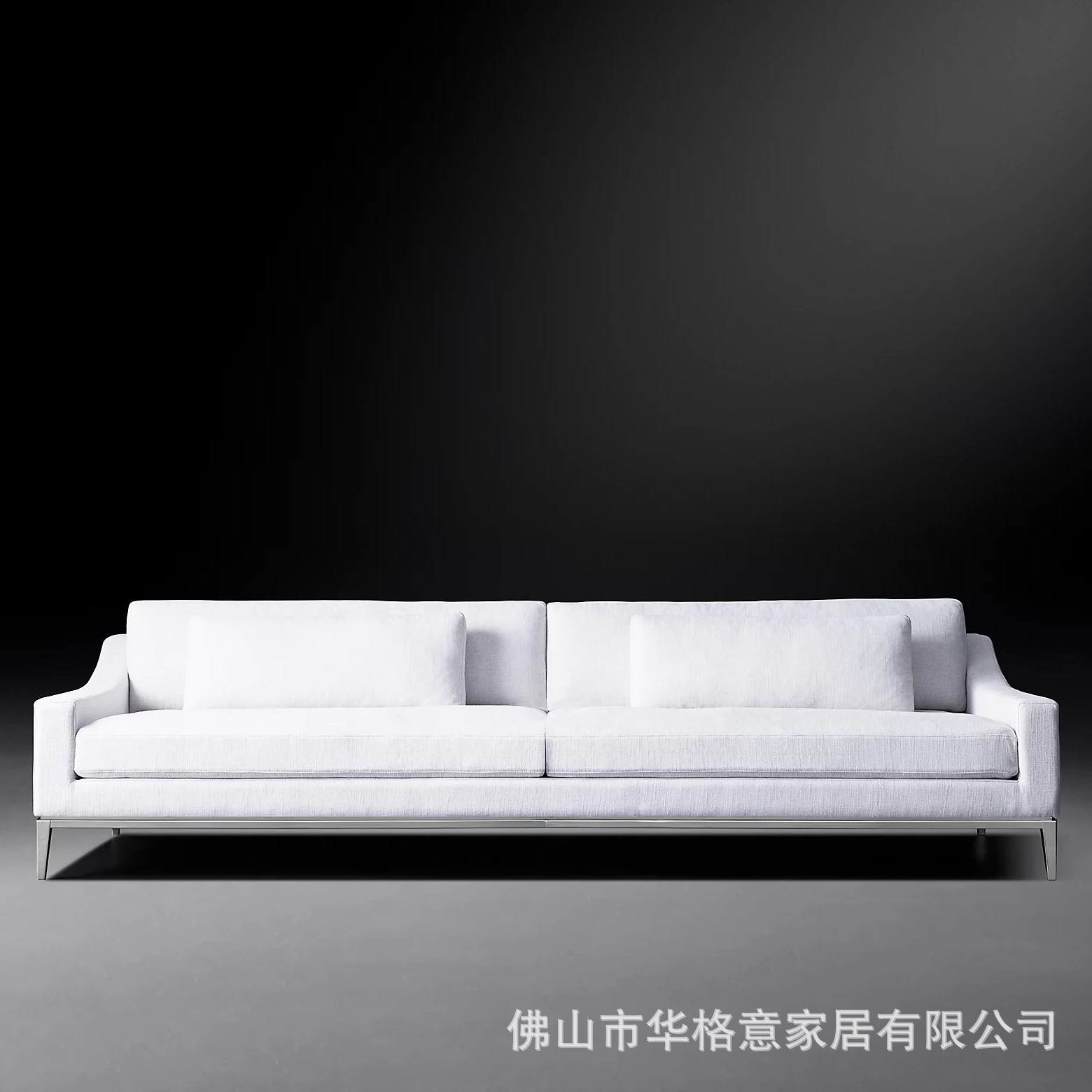 意式现代简约白色棉麻布艺双人沙发美国RH客厅家用亚麻单人沙发
