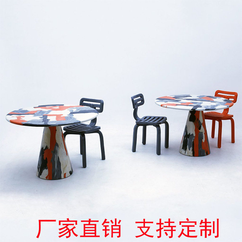 玻璃钢餐桌荷兰艺术手绘涂鸦