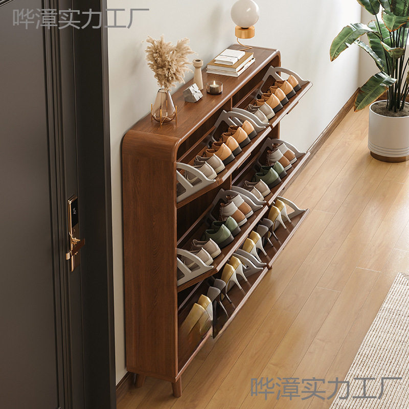 超薄翻斗鞋柜实木收纳省空间小户型简易鞋架子家用门口入户玄关鎏