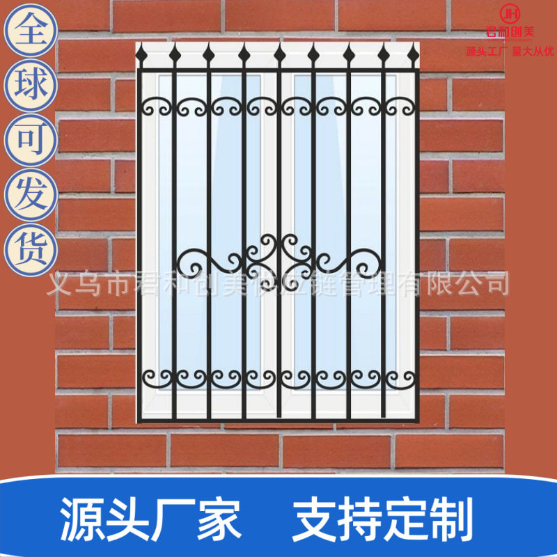 锻打铁艺窗户护窗户外围栏栏杆露台防护栏铁艺门窗铁艺制品
