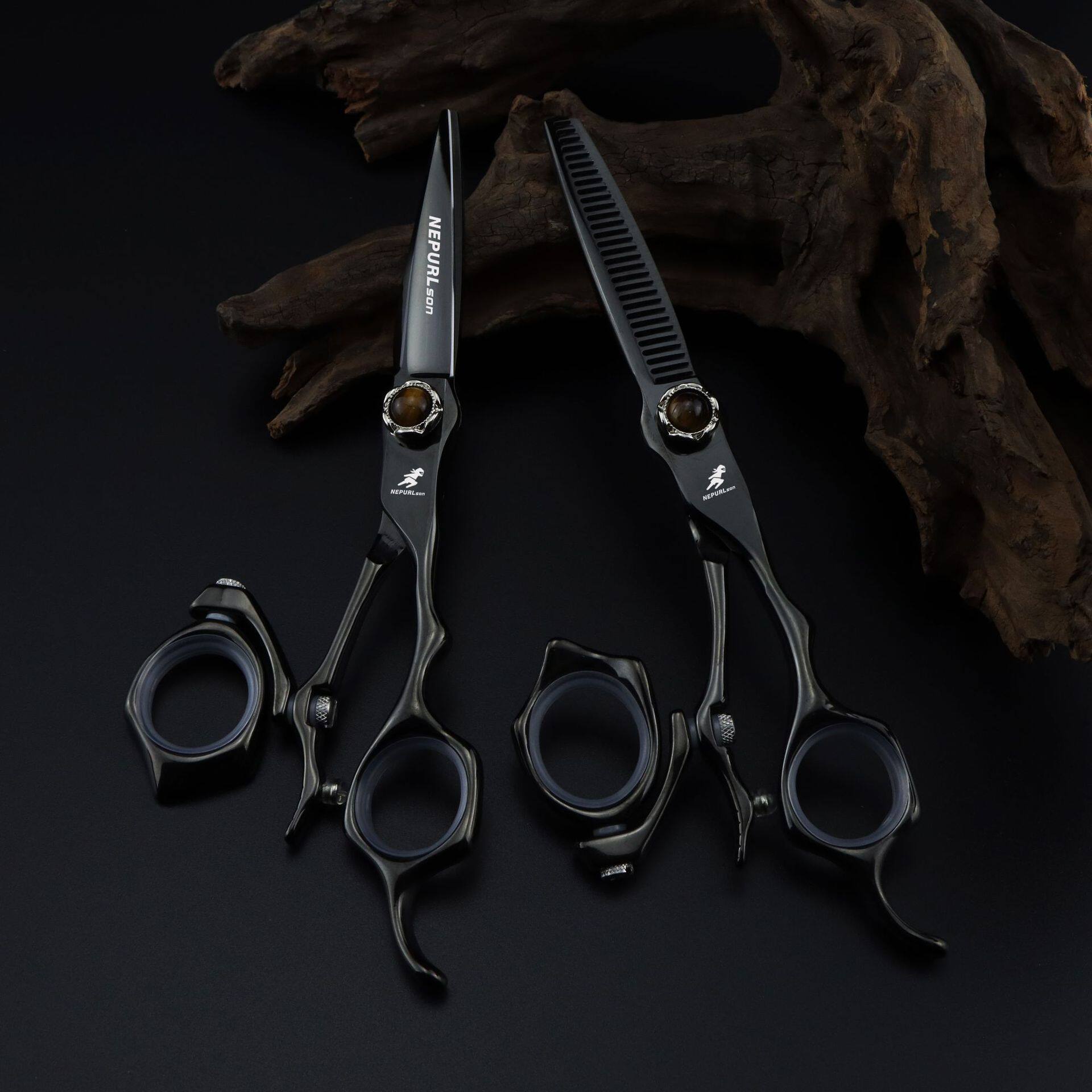 6.0寸奈普森黑色转圈套装 美发剪 理发剪平剪 牙剪 打薄剪