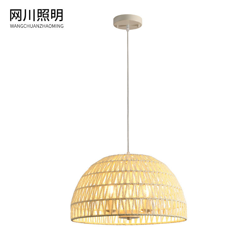 亚马逊美式仿麻绳藤条手工编织灯酒店餐厅民宿客栈吧过道吸顶吊灯