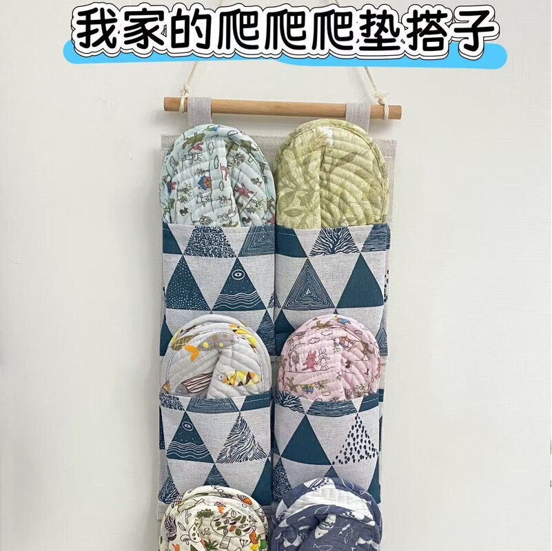 围栏棉麻布艺储物挂兜爬爬垫拖鞋多功能收纳整理壁挂置物神器