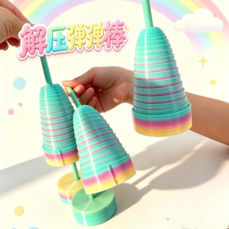 3D打印萝卜塔解压玩具儿童桌面螺旋神器可拉伸摇摆可爱摆件