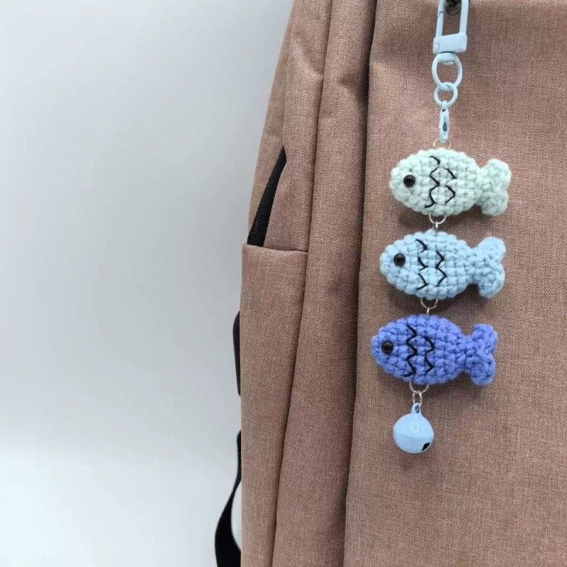 手工编织小鱼挂件书包装饰品年年有鱼钥匙扣手工钩织成品挂件