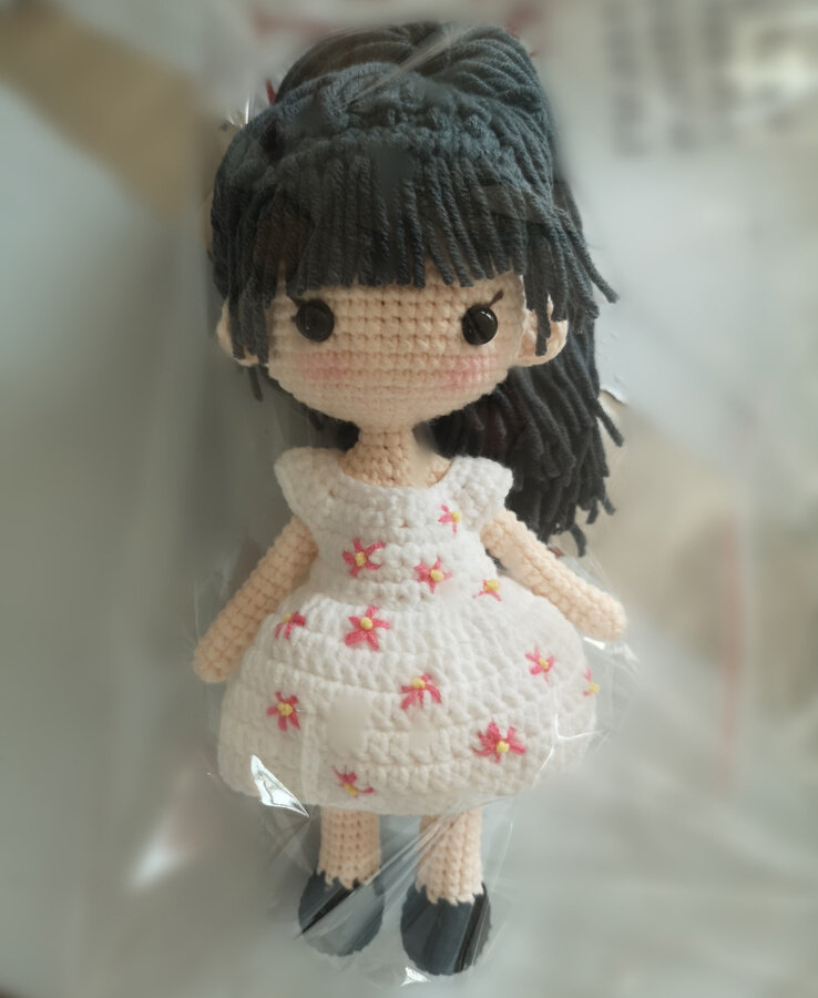 马尾辫小女孩娃娃材料包手工diy自制织毛线玩偶材料包