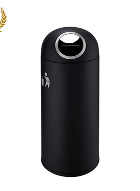 广州南方商场户外公共场所黑色铁烤漆港式圆型垃圾桶GPX-110Q系列