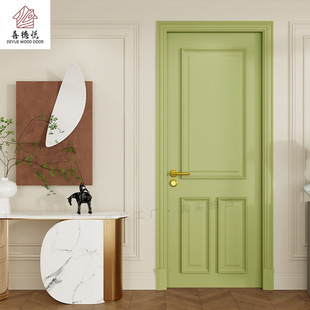 实木卧室门百搭复古奶油风房间门室内烤漆门木门套装门隔音平开门