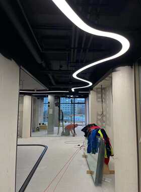华丽照明线形灯LED吊灯吸顶灯创意S形前台办公灯饰成品套件