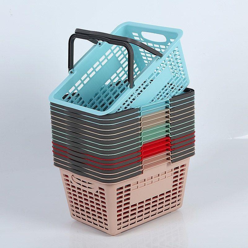 耐用购物篮超市购物篮手提篮便利店塑料筐储物篮收纳篮熟胶雪糕篮