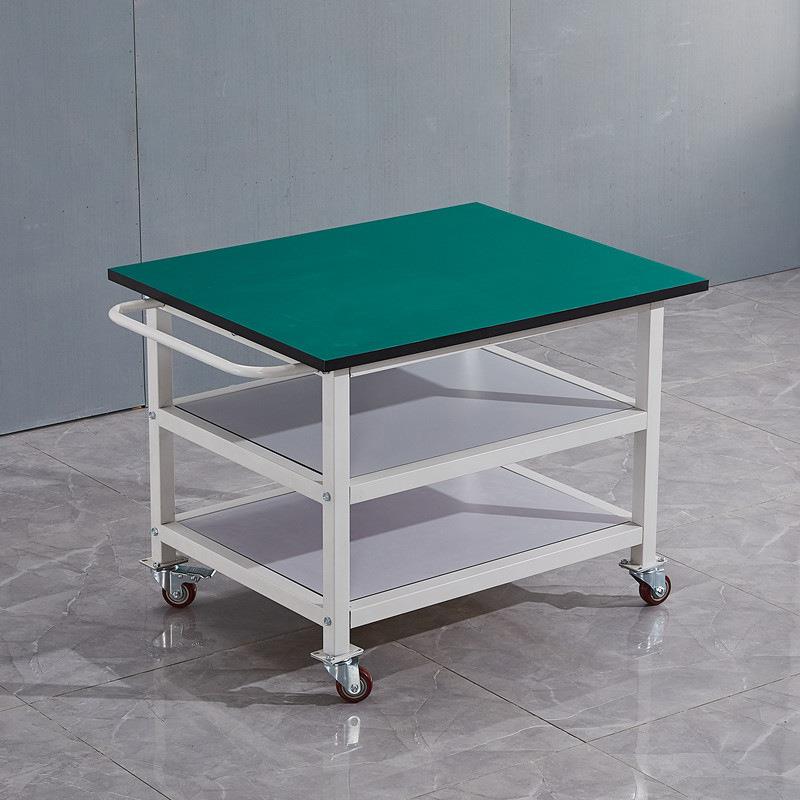 双层小推车多功能多层工作台带轮周转车不锈钢工作台车间物料车