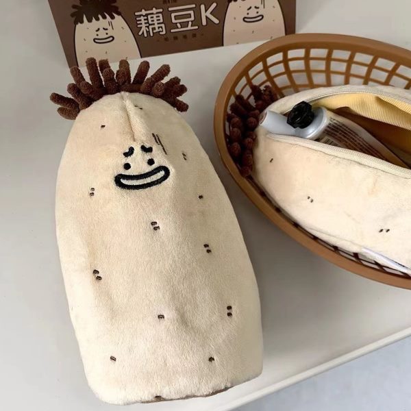 土豆奇怪可爱文具K收纳袋藕豆毛绒毛绒礼物袋子莲藕笔袋笔袋玩偶