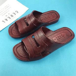 家 塑料软底拖鞋 男夏爸爸中老年老人鞋 家居防滑新款 平底凉拖爷爷鞋