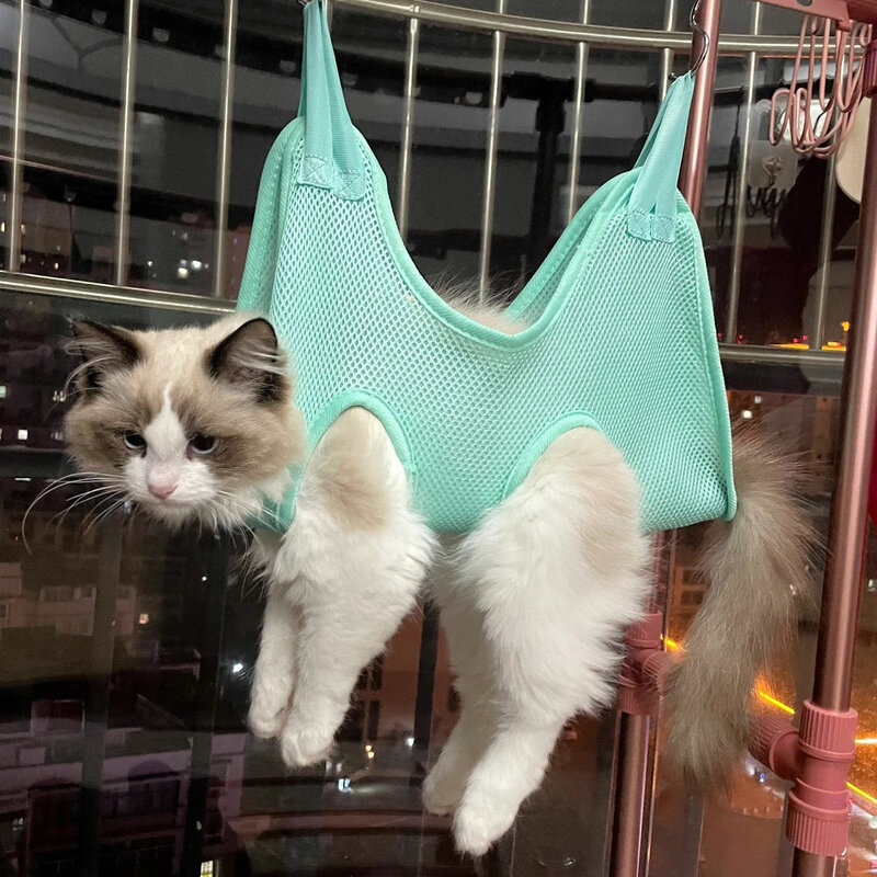 猫咪洗澡挖耳屎剪指甲猫狗美容吊床防抓咬宠物固定包神器