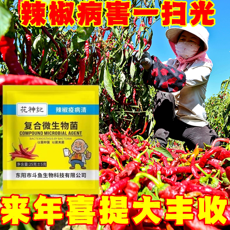 复合微生物菌剂辣椒疫病清辣椒卷叶炭疽黄叶枯萎根腐灰霉软腐病害