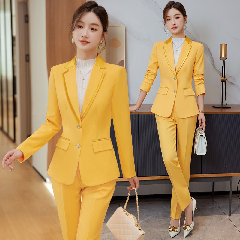 黄色西装套装女2024新款高端气质经理正装工作服秋冬女士西服外套