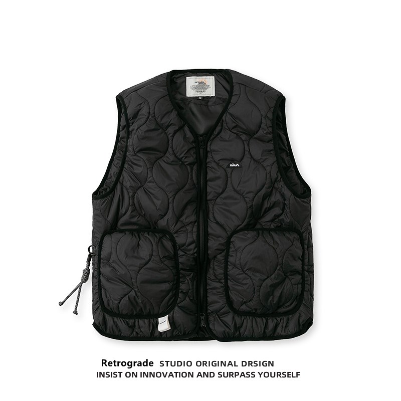 秋冬轻薄菱形棉衣马m甲男日系棒球棉服坎肩宽松潮流背心无袖外套