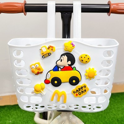 儿童自行车车筐可爱卡通滑板车平衡单车把前筐车篮子童车配件大全