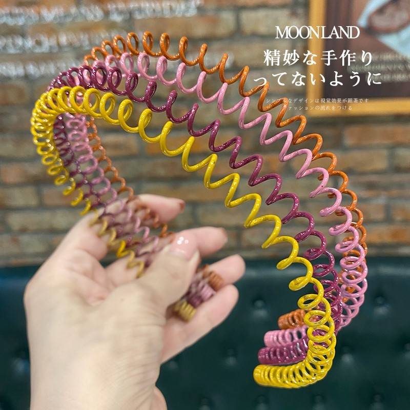 新品 韩b式彩色金属波浪发箍女夏天压发发卡洗脸头箍短发蓄发碎发