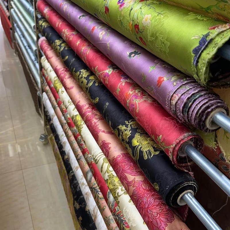 春夏全人丝薯莨香云纱布料花萝提C花旗袍裙子套装裤子上衣服装面