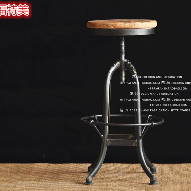 欧式复古实木酒吧椅子新古典美式吧台餐桌椅高脚凳做旧休闲靠背椅