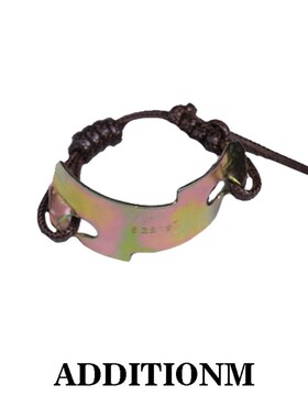 ADDITIONM 不规则形状金属块皮绳手链