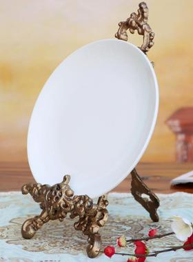 欧式古典花纹做旧桌面金色盘子架画架甜品架餐具茶饼展示架复古美