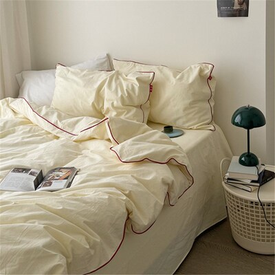 【花脸猫】芝士奶黄!四季博主风简约柔软纯棉全棉水洗棉四件套