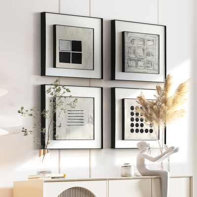 幻想者 现代简约玄关装饰画高档样D板房挂画抽象艺术挂画黑白极简