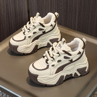 女款厚底增高老爹鞋2024v新款冬季轻便8cm松糕超火运动休闲小白鞋