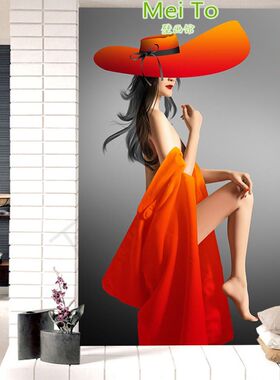 6D欧式时尚艺术玄关壁画服装店竖版人物贴画个Q性发廊抽象油画壁