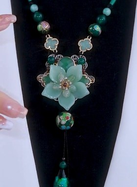 复古民族风毛衣链2022年新款挂件女秋冬气质莲花项链吊坠旗袍配饰