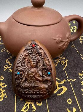 沉香随形吊坠沉水 弥勒佛观音手把件沉.香木质挂件