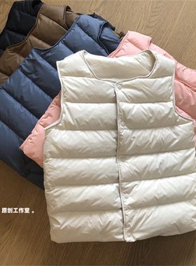 抗菌防跑绒亲子款儿童羽r绒马甲男童女童秋冬背心内胆宝宝外穿黑
