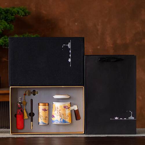 国风文化创意杯子陶瓷带过滤水杯实用节日商务活动伴手礼logo定制