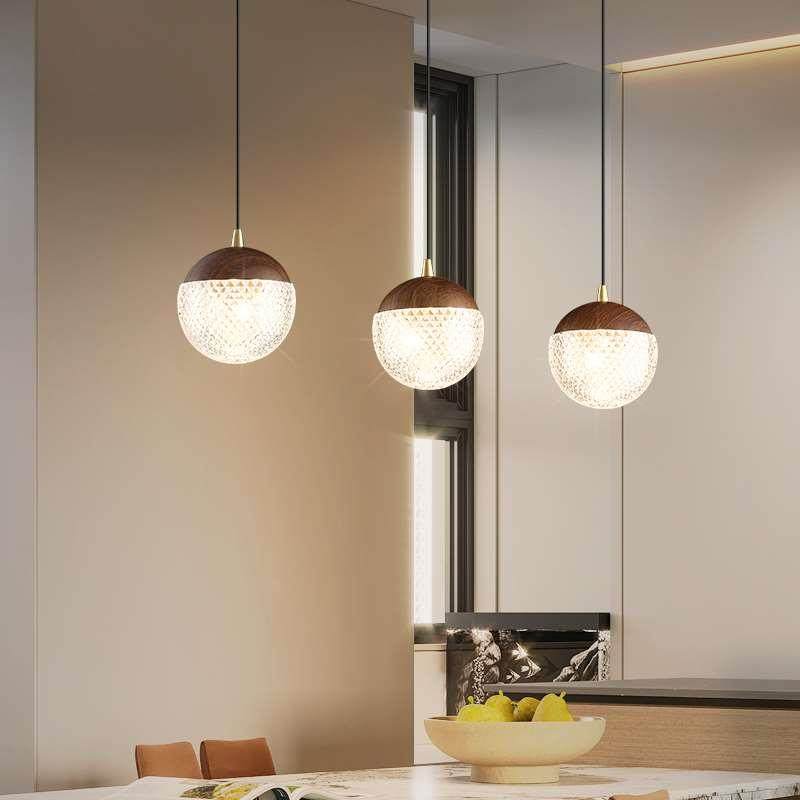 餐厅灯现代简约圆球吧台灯胡桃木床头灯个性创意小吊灯新中式吊灯,家装灯饰光源,餐厅吊灯,淘宝优惠券,粉丝福利购,淘宝优惠卷