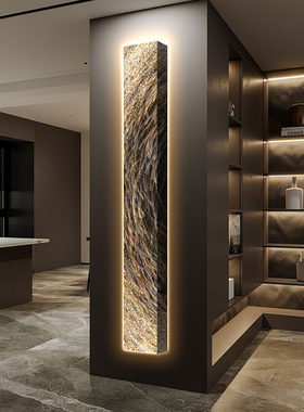 抽象艺术玄关装饰画竖长条lved灯画轻奢高级感楼梯间挂画玄幻壁画