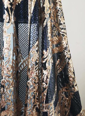 古典花型金色亮片料 多色 新娘婚纱礼服服装面料 TDIY新款整米价