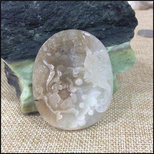 南阳玉挂件独山玉毛衣链挂坠 独玉吊坠玉坠牡丹花男女款花开富贵