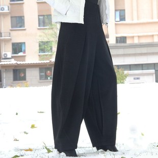 天香缘冬季羊毛呢夸张时尚灯笼裤女哈伦裤长裤花苞裤萝卜裤73818