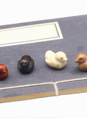 木质雕刻手工迷你木鸭子摆件指点转运旺桃花DIY饰品