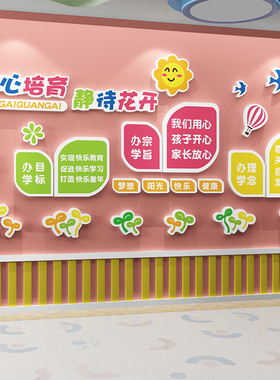 幼儿园办园理念文化墙面环创主题墙成品布置装饰环U境材料大厅形
